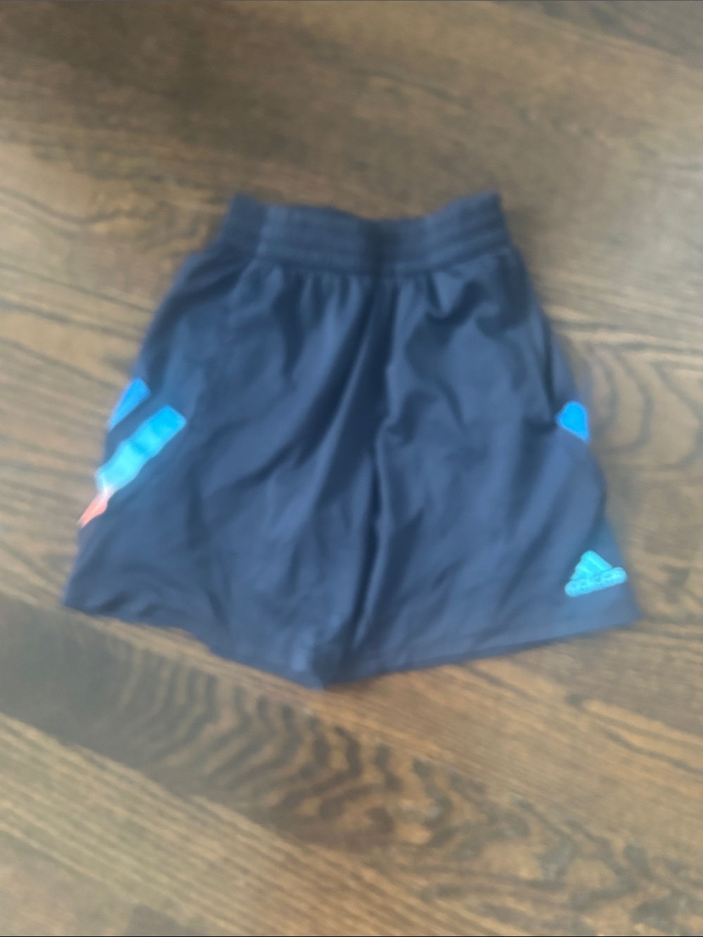 adidas Navy Kids Athletic Shorts with Light Blue Accents